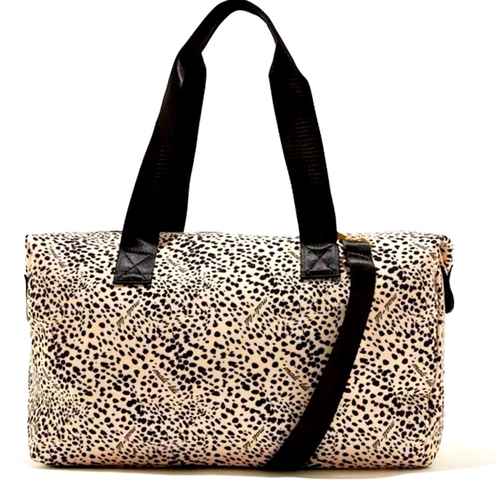 NEW Luxury Mali & Lili Weekender Bag in Cream Leopard Print